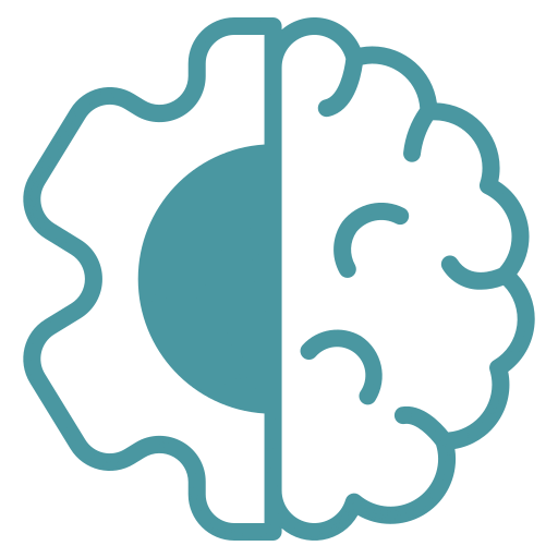 Stylized blue brain graphic symbolizing cognitive processes, emphasizing the split between analytical and creative thinking. Relevant for discussions on psychology or brain function.