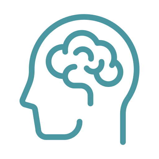 Stylized outline of a human head with a brain, representing mental health or cognitive processes. Relevant for discussions on psychology or neuroscience.
